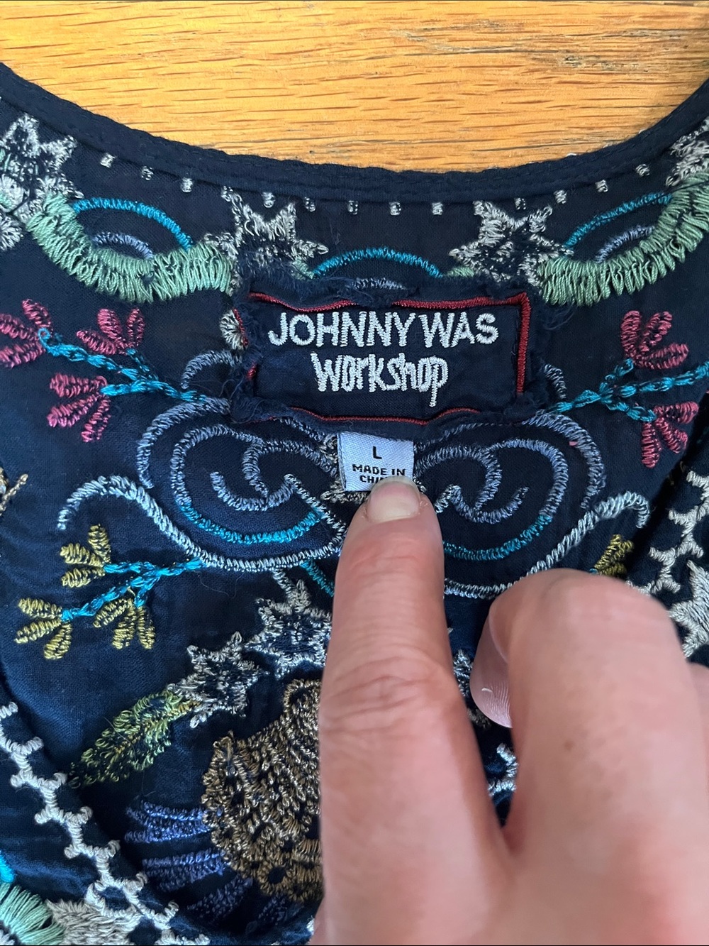 Johnny Was Embroidered Navy Blue Dress - Boho Floral large - Picture 3 of 7
